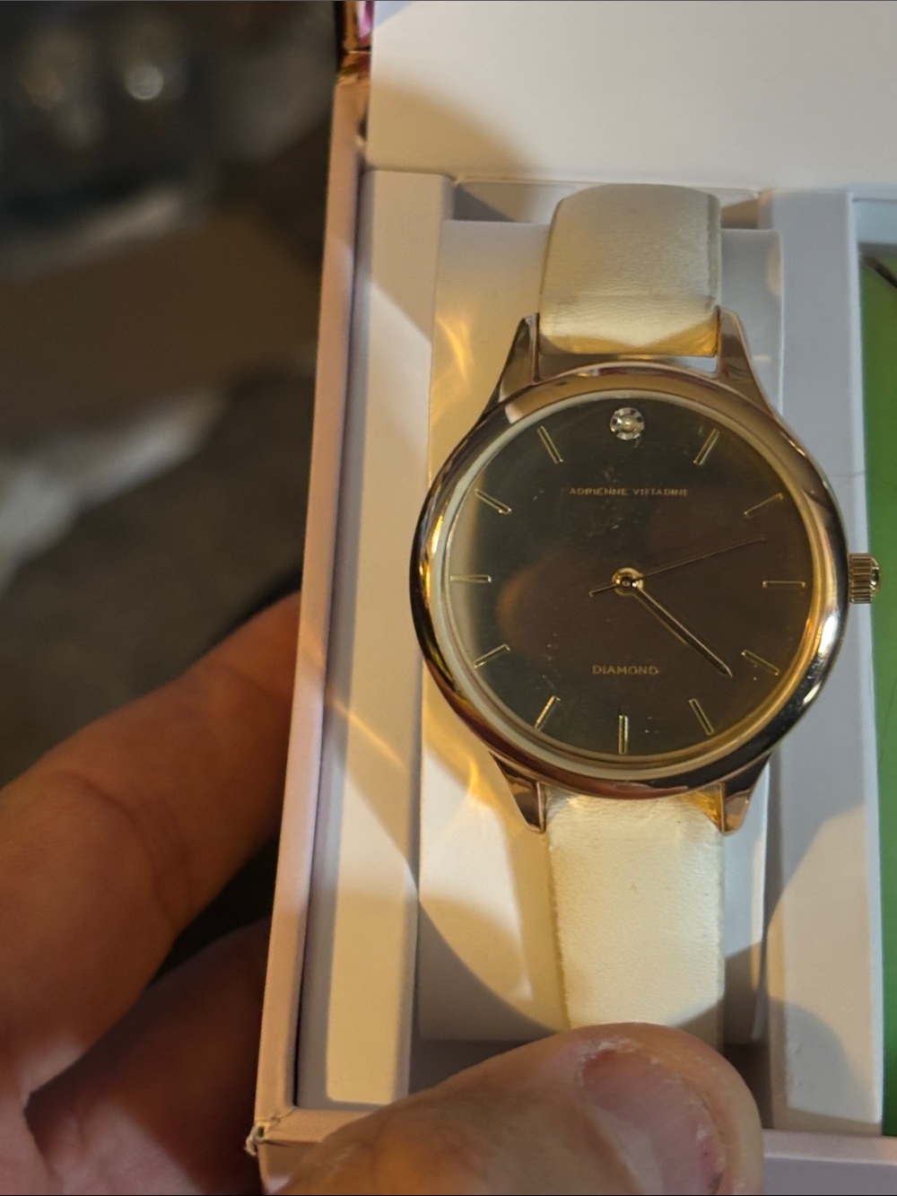 Minimalist Gold-Tone Women's Watch with Cream Strap